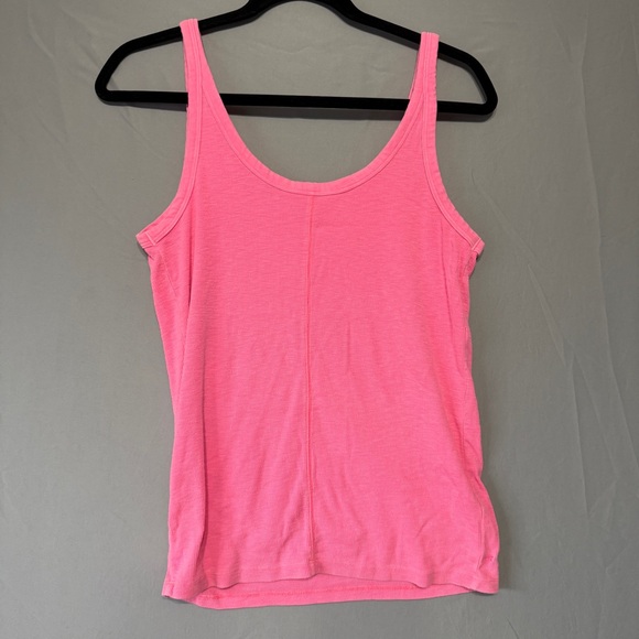 Aerie Womens Ribbed Henley Tank Top Size Large Pink Stretch Lightweight Tropical - Picture 5 of 5